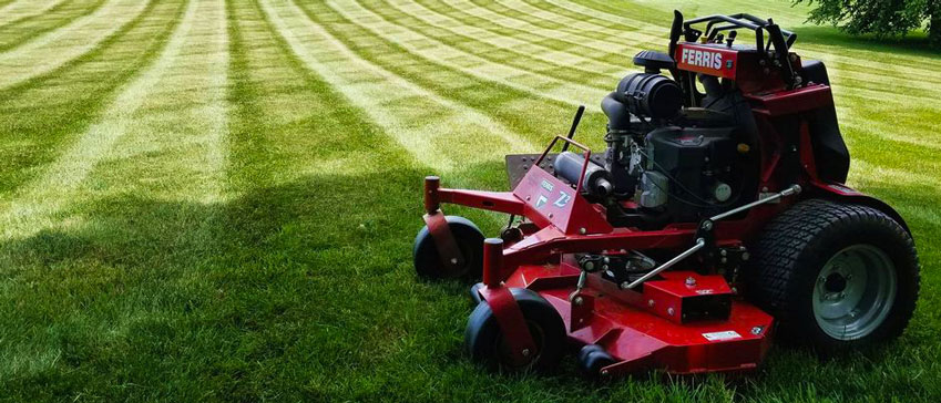 Cutting grass stripes with mower